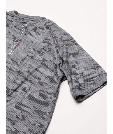 Rash Guards Men's Digital Camo Short Sleeve Rashguard - Dark Grey - CK195IL7Z6W $63.56