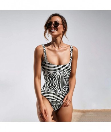 One-Pieces Women's One Piece Tummy Control U Neck Backless Swimsuits Bathing Suit Swimwear Beachwear - Z-zebra - CE1905NRKQ2 ...