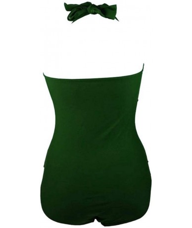 Racing Women's Skull One Piece Swimsuit Halter Beach Swimwear Bathing Suit - Dark Green - CR197ZWEKY8 $47.22