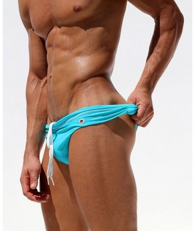 Briefs Men's Beach Swimming Brief Swimsuit Bikini Underwear - 1-light Blue - CD18E3GSXYX $31.23