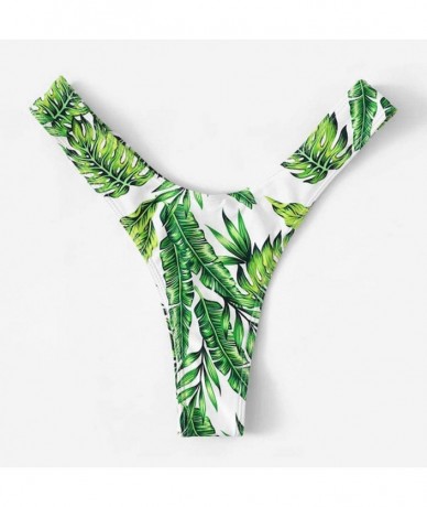 Tankinis Women Brazilian Cheeky Bikini Bottom Side Tie Knot Thong Bathing Swimsuit Beach Solid G-String - G-green - C618X83DA...