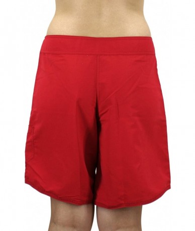 Board Shorts Women's Solid Long Boardshort - Red - CG11IGZ2J8J $73.30