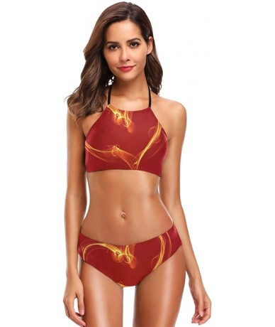 Sets Beauty Mallard Ducks Women's Sexy Bikini Bathing Suits Set Swimwear Beachwear - Burning Heart Printing - CF18M8RMK73 $48.38