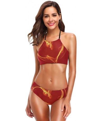 Sets Beauty Mallard Ducks Women's Sexy Bikini Bathing Suits Set Swimwear Beachwear - Burning Heart Printing - CF18M8RMK73 $48.38