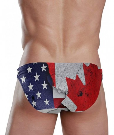 Racing Mens Swim Briefs Trunk US Canada Flag Athletic Swimsuit Beach Shorts Board Triangle Bikini Swimwear - White01 - CN18T8...