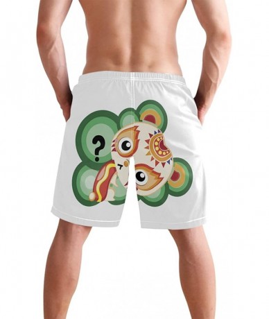 Board Shorts Mens Swim Trunks-Curious Cartoon Character Beach Board Shorts with Pockets Casual Athletic Short - Picture1 - CM...