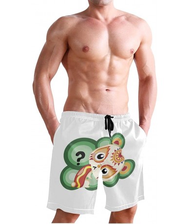 Board Shorts Mens Swim Trunks-Curious Cartoon Character Beach Board Shorts with Pockets Casual Athletic Short - Picture1 - CM...