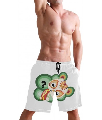 Board Shorts Mens Swim Trunks-Curious Cartoon Character Beach Board Shorts with Pockets Casual Athletic Short - Picture1 - CM...