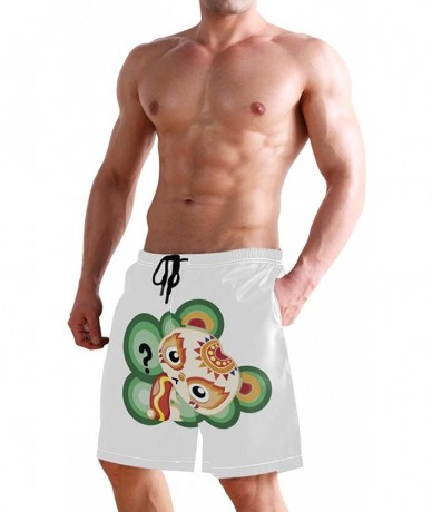 Board Shorts Mens Swim Trunks-Curious Cartoon Character Beach Board Shorts with Pockets Casual Athletic Short - Picture1 - CM...