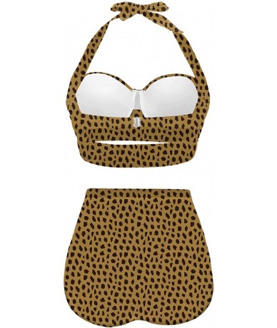 Bottoms Womens Cute Animal Skin Print Leopard Bikini Push up Two Piece Swimsuits - Gold - CT196OS82GG $65.33