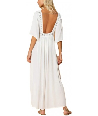 Cover-Ups Women Sexy Open Front Beach Cover Up See Through Kimono Cardigan - White 15 - CO1942E30S3 $41.57