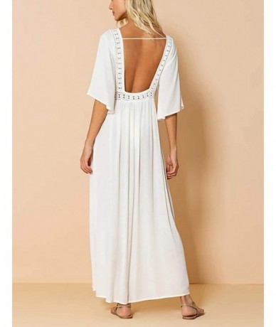 Cover-Ups Women Sexy Open Front Beach Cover Up See Through Kimono Cardigan - White 15 - CO1942E30S3 $41.57