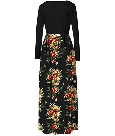 Tops Women's Printed Long Maxi Sundress - Black9427 - C718QCNKIAL $30.31