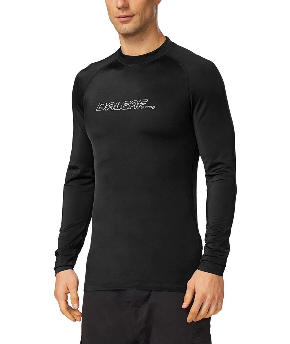 Rash Guards Men's Long Sleeve Rashguard Sun Protective Swim Shirt UPF 50+ - New Black - CV183QM4ONE $36.53