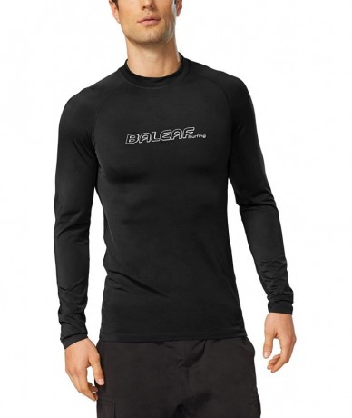 Rash Guards Men's Long Sleeve Rashguard Sun Protective Swim Shirt UPF 50+ - New Black - CV183QM4ONE $36.53