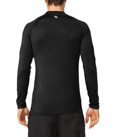 Rash Guards Men's Long Sleeve Rashguard Sun Protective Swim Shirt UPF 50+ - New Black - CV183QM4ONE $36.53