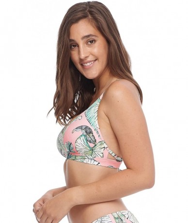 Tops Women's Madison D- Dd- E-Cup Bikini Top Swimsuit - Makani Pink Leaf Print - CL18ZQC0HCT $69.49