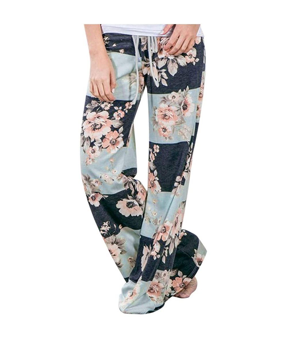 Board Shorts Women's Comfy Casual Pajama Pants Floral Print Drawstring Palazzo Lounge Pants Wide Leg - I-green - CM1947DKIE9 ...