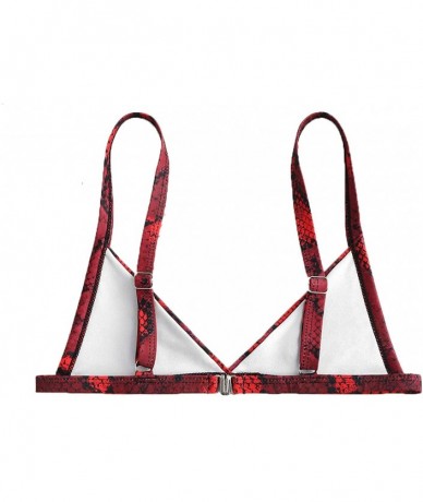 Sets Womens Snakeskin Print Straps High Cut Wire Free Bikini Set Two Piece Swimsuits - Red - CX1900NHH7C $32.77