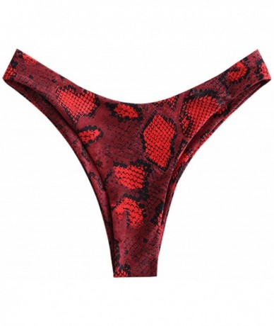 Sets Womens Snakeskin Print Straps High Cut Wire Free Bikini Set Two Piece Swimsuits - Red - CX1900NHH7C $32.77