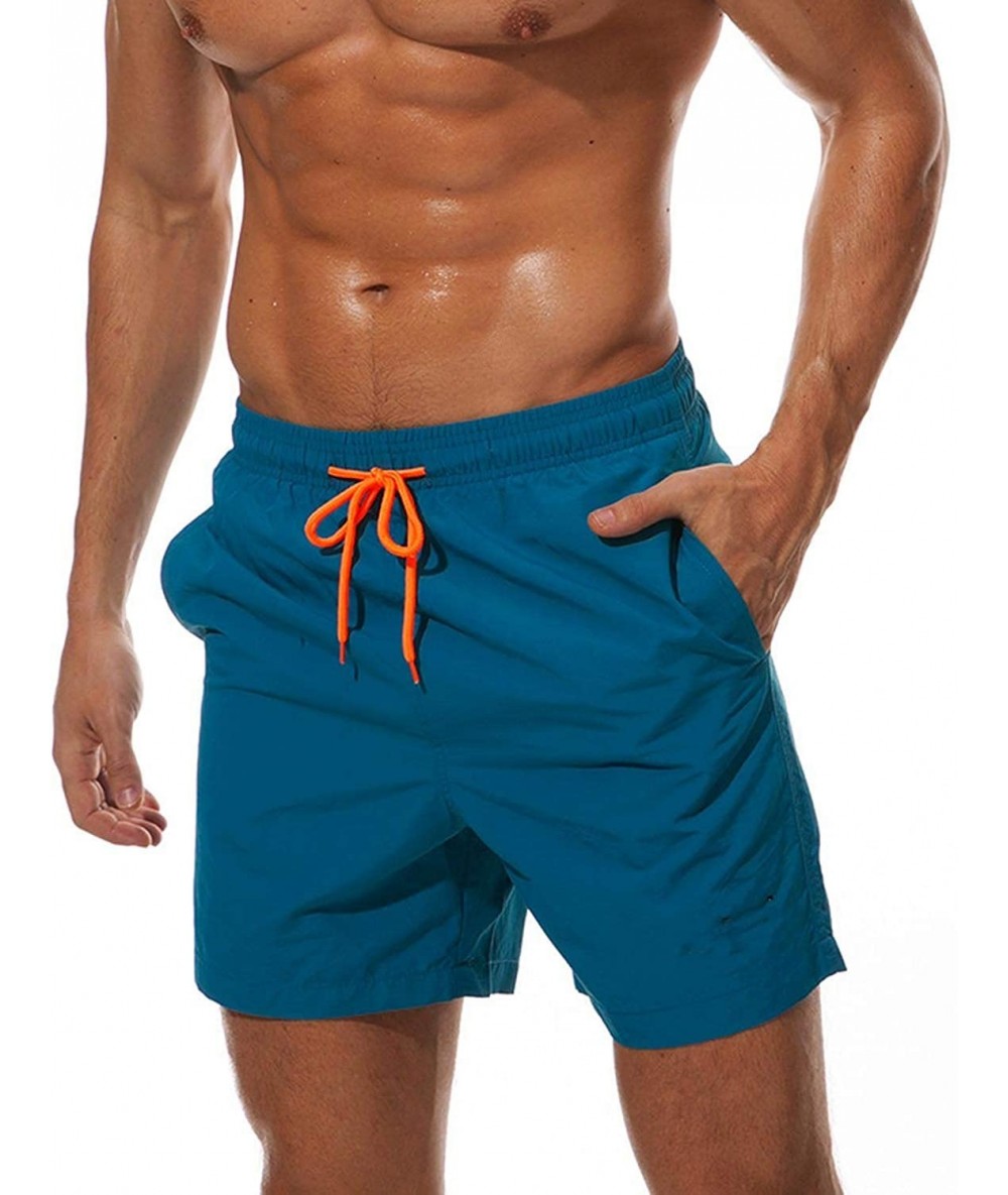 Board Shorts Swimwear Swim Shorts Trunks Beach Board Shorts Swimming Pants Swimsuits - Peacock Blue - CZ18U66OKKZ $74.51