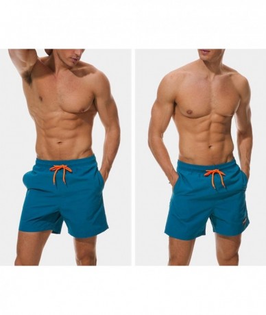 Board Shorts Swimwear Swim Shorts Trunks Beach Board Shorts Swimming Pants Swimsuits - Peacock Blue - CZ18U66OKKZ $74.51