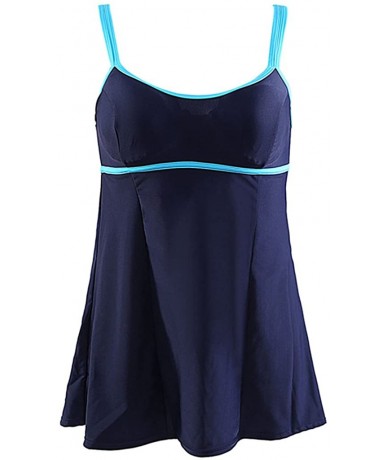 One-Pieces Women's One Piece Swimsuit Slimming Tummy Control Swimdress Tankini Swimwear - Navy - CQ12IQZ3QH1 $53.12