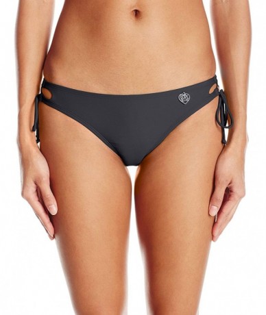 Bottoms Women's Smoothies Tie Side Mia Mid Coverage Bikini Bottom Swimsuit - Black - CK12NR1U76W $83.39