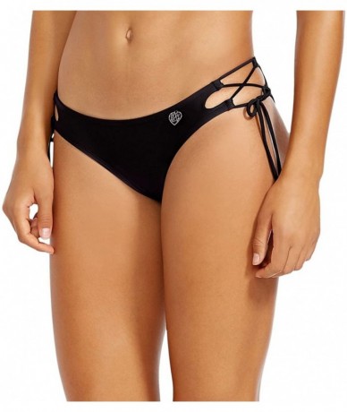 Bottoms Women's Smoothies Tie Side Mia Mid Coverage Bikini Bottom Swimsuit - Black - CK12NR1U76W $83.39