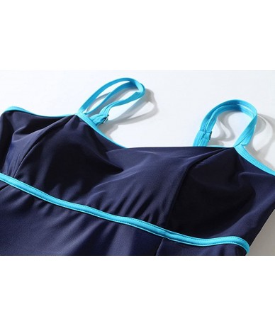 Racing iRachel Womens Plus Size Swimdress One Piece Swimsuits Swimwear Beachwear - Blue - CH12FO0X1ZN $57.77