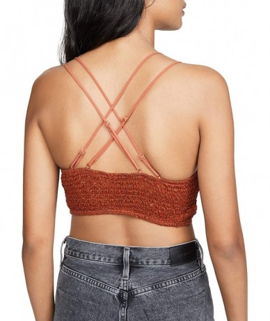 Tops Womens Floral Crochet Lace Cross Back Spaghetti Strap Bikini Top Bra - Red - CQ198XACLRW $46.07