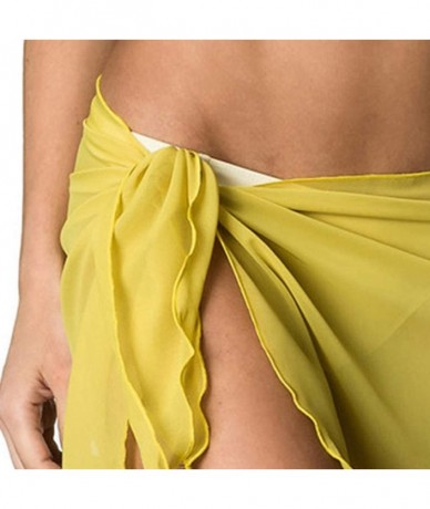 Cover-Ups Coqueta Swimwear Womens Chiffon Cover up Beach Sarong Pareo Canga Swimsuit Wrap - Mustard - CZ189SA2D6U $19.52