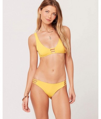 Tankinis Women's LSolids Tab Side Hipster Bikini Bottom - Sunshine Gold - CS18TKW7HMM $74.85