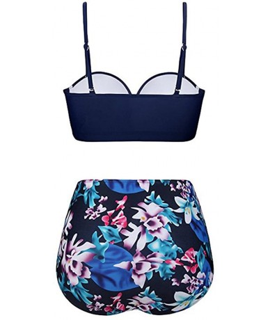 Sets Women's Bikini 2Pc Ruffled Swimsuits Tankini Set - Z-8 Dark Blue - CN197066ZA5 $34.70