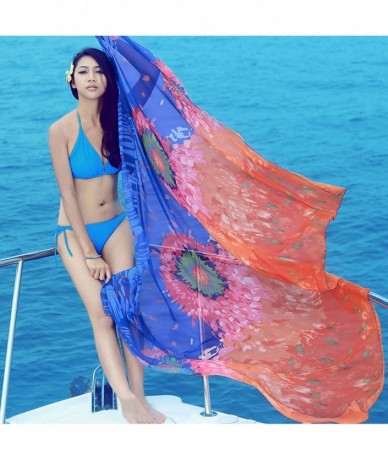 Cover-Ups Womens Swimwear Chiffon Printed Cover up Beach Sarong Pareo Bikini Swimsuit Wrap - 35 (70"*51") - C418DWE0Q34 $28.67