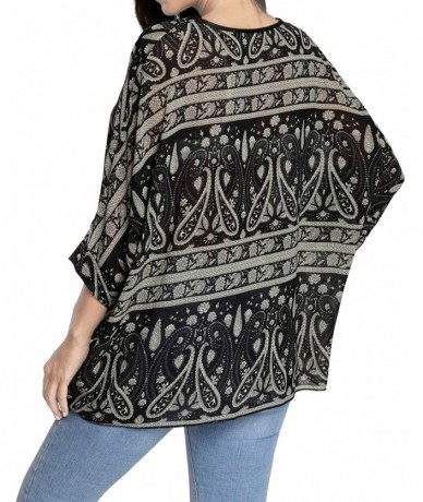 Cover-Ups Women's Chiffon Caftan Poncho Tunic Top Cover up Batwing Blouse - Z-4016 - CT18DYGY8QM $26.80