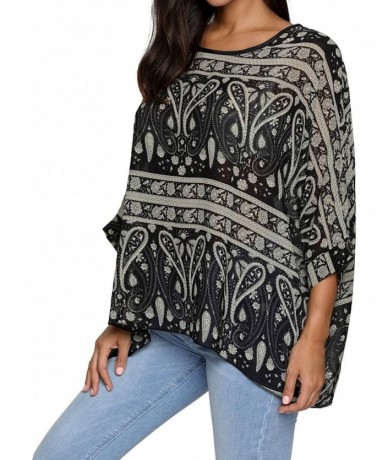 Cover-Ups Women's Chiffon Caftan Poncho Tunic Top Cover up Batwing Blouse - Z-4016 - CT18DYGY8QM $26.80