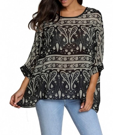 Cover-Ups Women's Chiffon Caftan Poncho Tunic Top Cover up Batwing Blouse - Z-4016 - CT18DYGY8QM $26.80