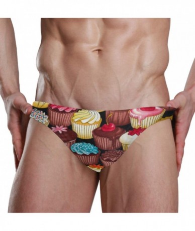 Racing Funny Cupcakes Mens Swim Trunks Sport Swim Brief Thong Bikini Swimsuit - As Pattern - CV18ZDIWZSZ $39.56