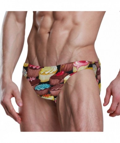 Racing Funny Cupcakes Mens Swim Trunks Sport Swim Brief Thong Bikini Swimsuit - As Pattern - CV18ZDIWZSZ $39.56