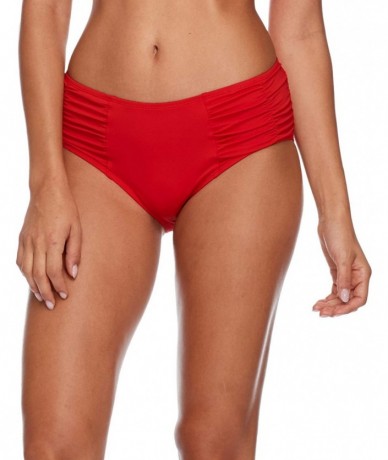 Tankinis Women's Alessia Hi Waist Ruched Bikini Bottom Swimsuit - Lipstick - C118I9ARHKO $64.05