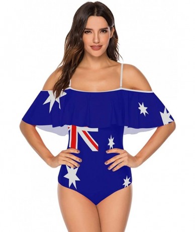 One-Pieces African Flag Women One Piece Flounce Swimsuit Off Shoulder Bikini - Flag of Australia - C818UX7ETXC $56.79