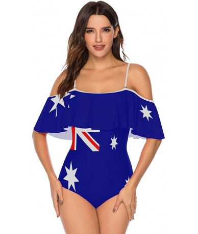 One-Pieces African Flag Women One Piece Flounce Swimsuit Off Shoulder Bikini - Flag of Australia - C818UX7ETXC $56.79