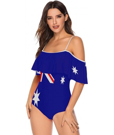 One-Pieces African Flag Women One Piece Flounce Swimsuit Off Shoulder Bikini - Flag of Australia - C818UX7ETXC $56.79