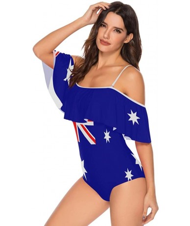 One-Pieces African Flag Women One Piece Flounce Swimsuit Off Shoulder Bikini - Flag of Australia - C818UX7ETXC $56.79