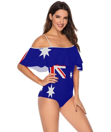 One-Pieces African Flag Women One Piece Flounce Swimsuit Off Shoulder Bikini - Flag of Australia - C818UX7ETXC $56.79