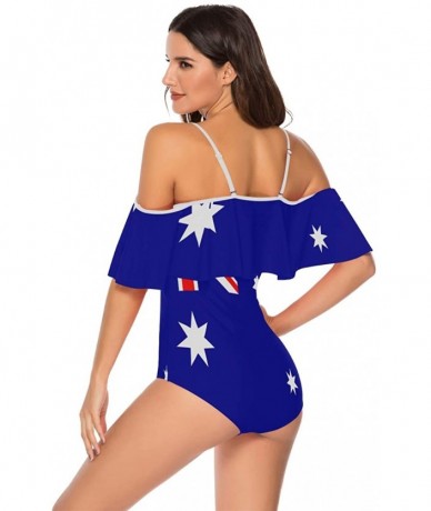 One-Pieces African Flag Women One Piece Flounce Swimsuit Off Shoulder Bikini - Flag of Australia - C818UX7ETXC $56.79