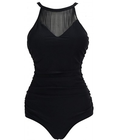 One-Pieces Women's One Piece Swimwear Athletic Resistant Swimsuits Bathing Suits Swimsuits Swimwear - Black-4 - CU18GHHGUY4 $...