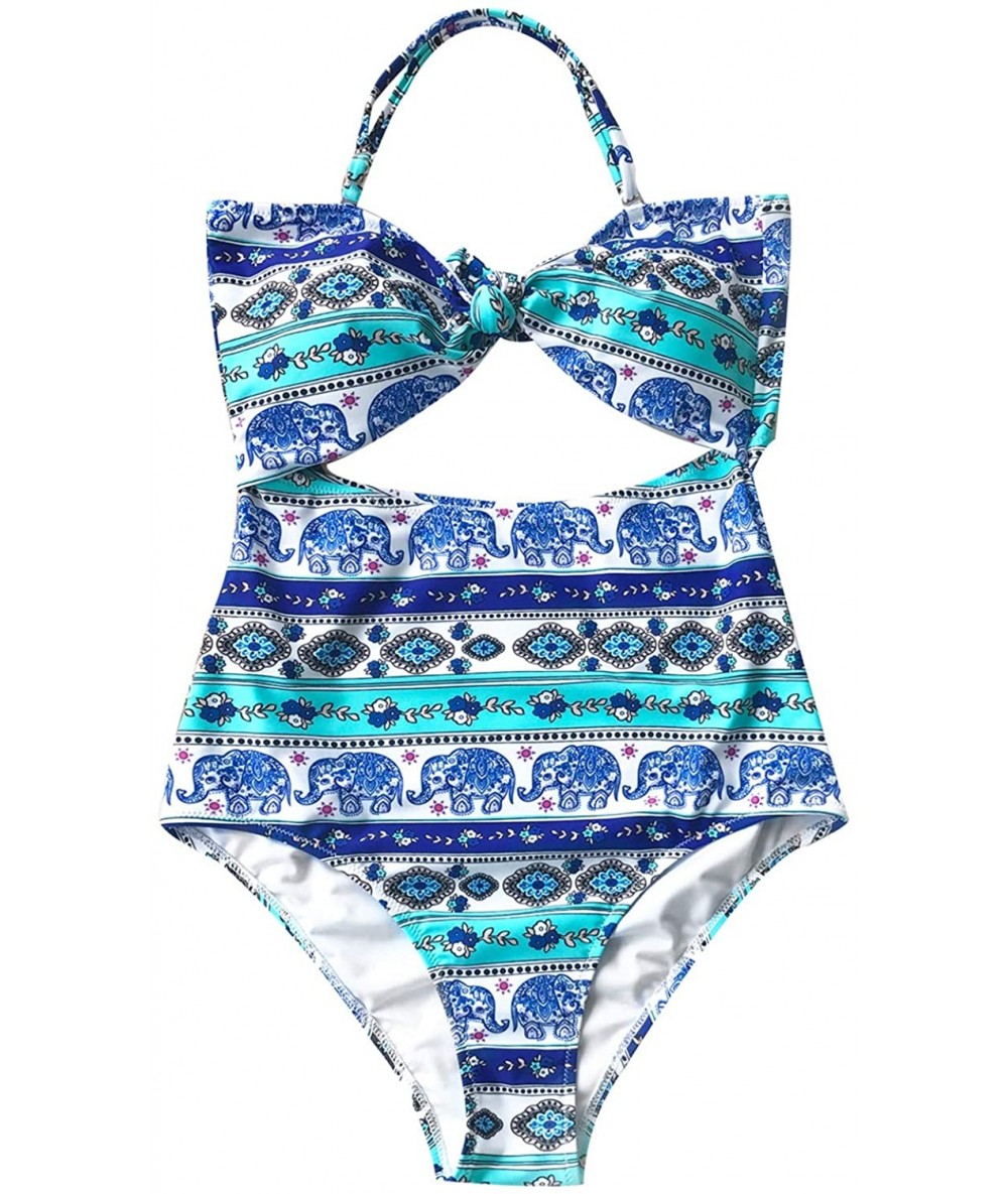 Sets Women's Sexy Irregular Hem One Piece Padded Bikini Set - Blue - C0186275900 $50.68