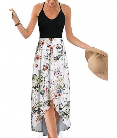 Board Shorts 2018 Women Sleeveless Floral Print Maxi Long Dress with Pockets O-Neck Beach - Green - C318SQWRQR6 $28.23